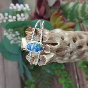 VINTAGE CUSTOM MADE STERLING SILVER AND TURQUOISE CUFF BRACELET